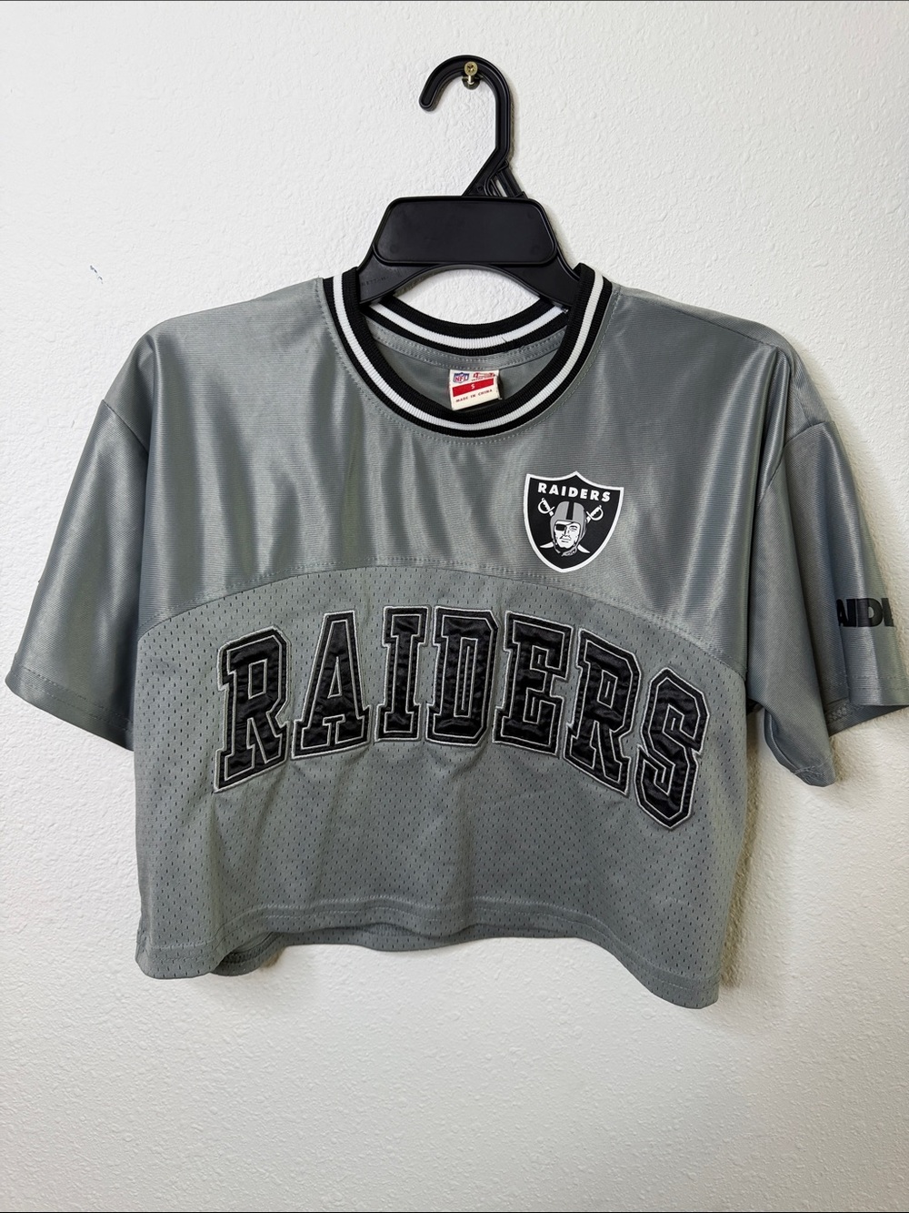 NFL Raiders Silver and Black Jersey Crop Top
